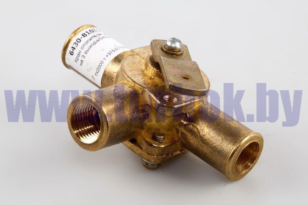 Кран отопителя (нового типа) на 3 выхода рукоятка вправо