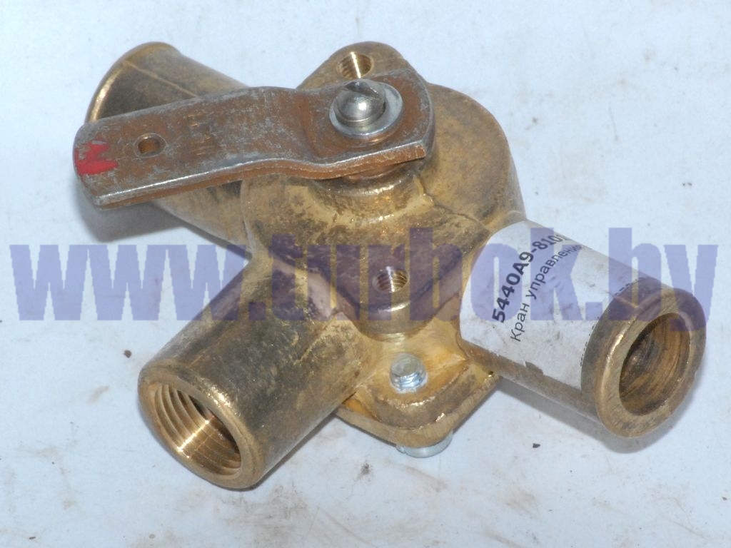 Кран отопителя (нового типа) на 3 выхода рукоятка влево