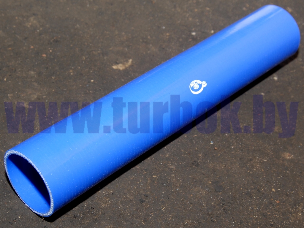 Шланг отводящий (патрубок радиатора нижний,L=370,D=70) силикон синий с комплектом установки (2 хомут