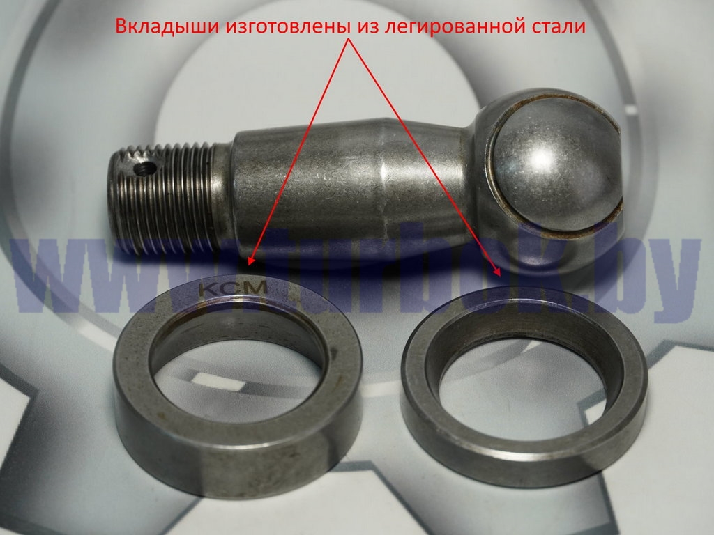 Палец наконечника рулевой тяги (в сборе с двумя сухарями) с проточкой под смазку на шаре