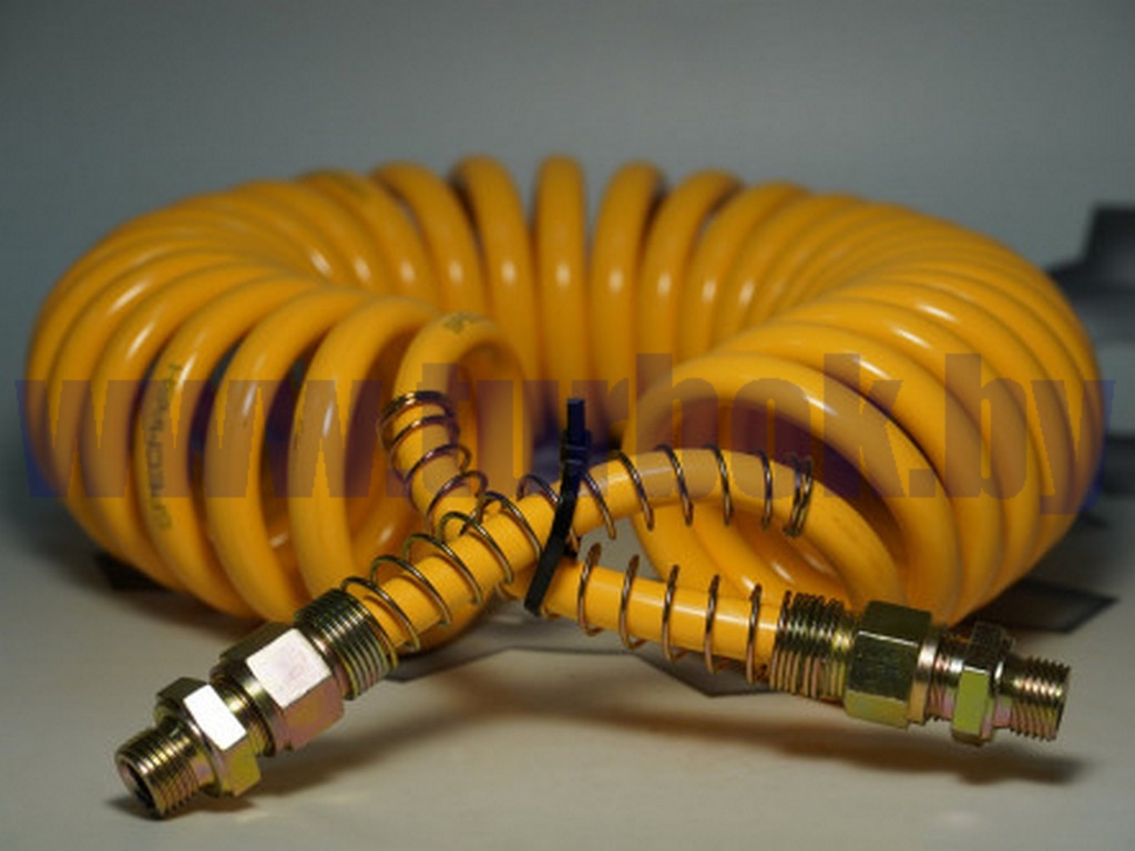 Кабель спиральный  (шланг М22*1,5 витой (L=5.5 м) жёлтый полиамид